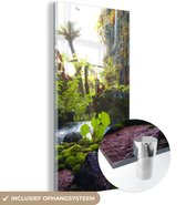 MuchoWow® Glasschilderij 20x40 cm - Schilderij acrylglas - Tropische waterval - Foto op glas - Schilderijen