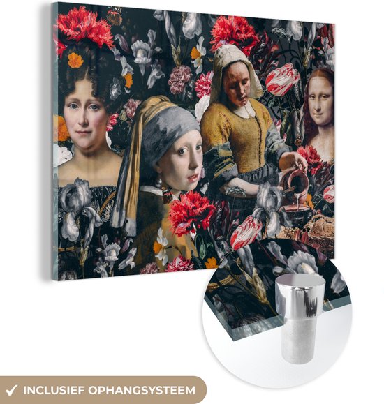 MuchoWow® Peinture sur verre - Art - Fleurs - Collage - 120x90 cm - Peintures sur verre acrylique - Photo sur Glas