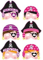 24 Stuks - Mix Meisjes Piraten Maskers van Foam - Traktatie - Uitdeelcadeautjes - Piraat Maskers - Piraten Feest - Meisjes