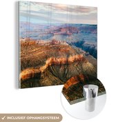 MuchoWow® Glasschilderij 90x90 cm - Schilderij acrylglas - Uitzicht over de hele Grand Canyon - Foto op glas - Schilderijen