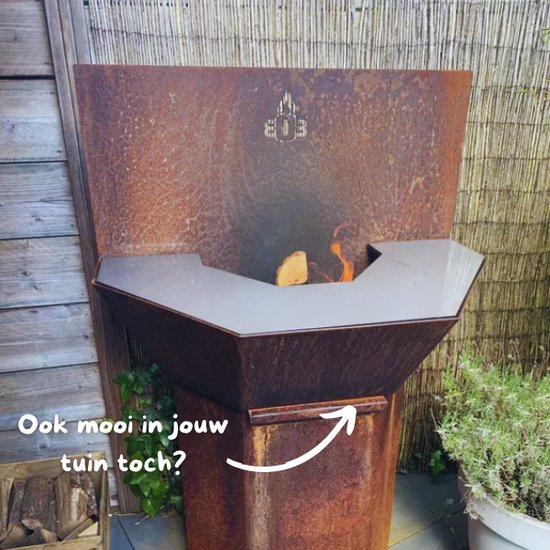 B0BS BBQ - Cortenstaal - Cortenstaal Barbecue - Praktische aslade - Platte achterkant - Ingebouwde lekrand van SenS-Line — afbeelding 3