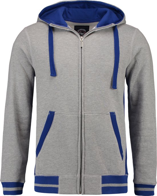 Gilet L&S Heavysweat avec capuche pour homme gris / bleu royal - S