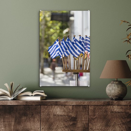 Drapeaux grecs comme souvenirs Plexiglas 40x60 cm - Tirage photo sur Glas (décoration murale en plexiglas)