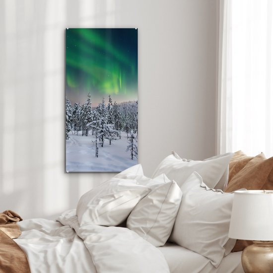 MuchoWow® Peinture sur verre 40x80 cm - Peinture sur verre acrylique - Paysage d'hiver en Finlande - Photo sur verre - Peintures