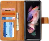 Geschikt voor LC.IMEEKE Samsung Galaxy Z Fold 4 Portemonnee Book Case Hoesje Brown