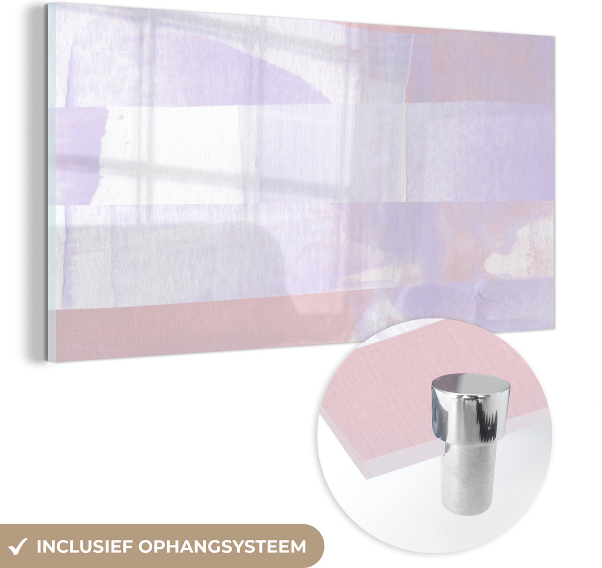 MuchoWow® Glasschilderij 80x40 cm - Schilderij acrylglas - Pastel - Verf - Design - Foto op glas - Schilderijen