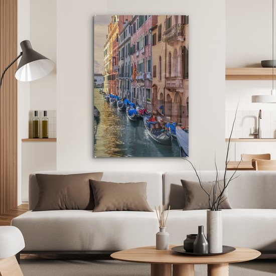 Gondoles à Venise en Glas 60x90 cm - Tirage photo sur Glas (décoration murale en plexiglas)