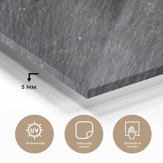 MuchoWow® Peinture sur verre 120x90 cm - Peinture sur verre acrylique - Natuursteen - Industriel - Ardoise - Structure - Grijs - Photo sur verre - Peintures