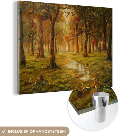MuchoWow® Peinture sur Verre - Forêt - Champignon - Route - Conte de Fées - 80x60 cm - Peintures sur Verre Peintures - Photo sur Glas