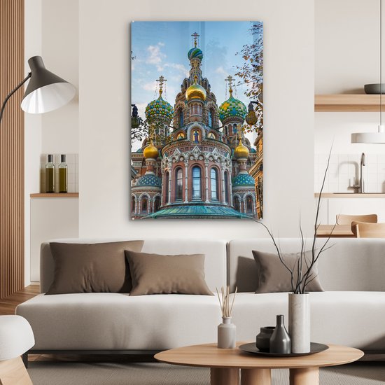 MuchoWow® Peinture sur verre 80x120 cm - Peinture sur verre acrylique - Saint-Pétersbourg - Cathédrale - Architecture - Photo sur verre - Peintures