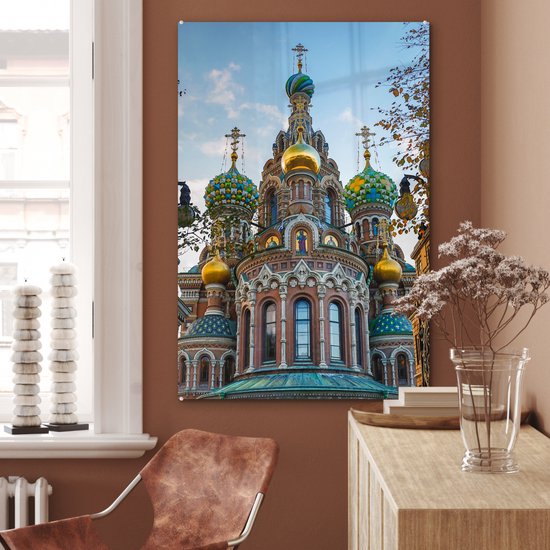 MuchoWow® Peinture sur verre 80x120 cm - Peinture sur verre acrylique - Saint-Pétersbourg - Cathédrale - Architecture - Photo sur verre - Peintures