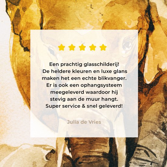 MuchoWow® Peinture sur verre 40x60 cm - Peinture sur verre acrylique - Éléphant - Enfant - Aquarelle - Photo sur verre - Peintures