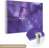 MuchoWow® Peinture sur verre 60x40 cm - Peinture sur verre acrylique - Manta - Espace - Violet - Photo sur verre - Peintures