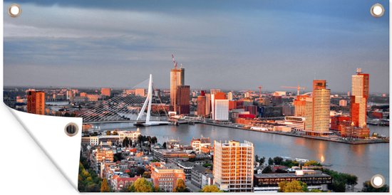 Foto: Schuttingposter rotterdam skyline boom 200x100 cm tuindoek