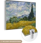 MuchoWow® Glasschilderij 40x30 cm - Schilderij acrylglas - Korenveld met cipressen - Vincent van Gogh - Foto op glas - Schilderijen