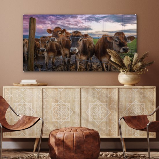 MuchoWow® Peinture sur Verre - Vache - Animaux - Vaches - 120x60 cm - Peintures sur Verre Acrylique - Photo sur Glas