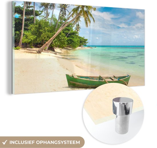 MuchoWow® Glasschilderij 120x60 cm - Schilderij acrylglas - Laten we de bloemetjes