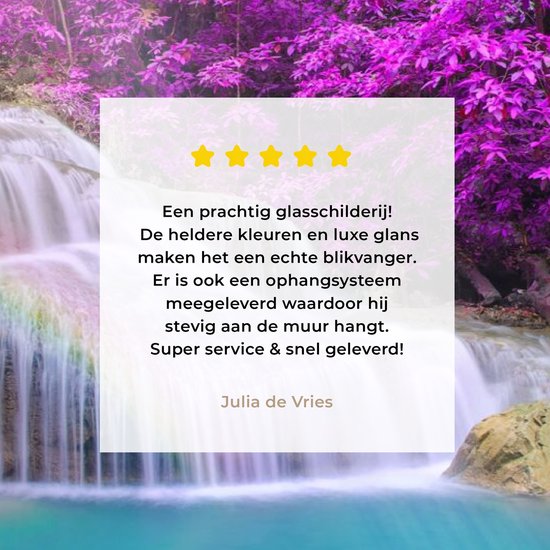 MuchoWow® Peinture sur verre 120x80 cm - Peinture sur verre acrylique - Cascade - Arbres - Arc-en-ciel - Violet - Photo sur verre - Peintures