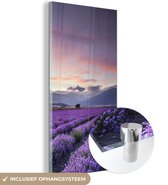 Peinture sur verre - Coucher de soleil sur les lavandes - 80x160 cm - Peintures sur Verre Peintures - Photo sur Glas