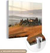 MuchoWow® Glasschilderij 90x90 cm - Schilderij acrylglas - Toscane - Landschap - Italië - Foto op glas - Schilderijen