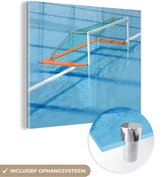 MuchoWow® Glasschilderij 20x20 cm - Schilderij acrylglas - Water polo doel - Foto op glas - Schilderijen