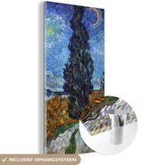 MuchoWow® Glasschilderij 20x40 cm - Schilderij acrylglas - Weg met cipres en ster - Vincent van Gogh - Foto op glas - Schilderijen