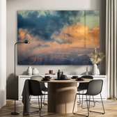 Le soleil brille à travers les nuages sur la Montagne de la Table en Afrique Plexiglas 180x120 cm - Tirage photo sur Glas (décoration murale plexiglas) XXL / Groot format!