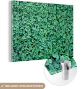 MuchoWow® Glasschilderij 160x120 cm - Schilderij acrylglas - Oppervlakte met klavertjes vier - Foto op glas - Schilderijen