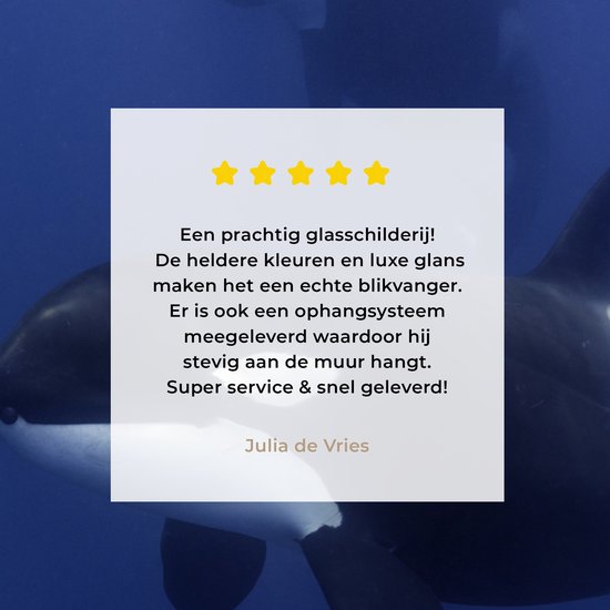 Peinture sur verre - Deux orques dans l'eau claire - 80x60 cm - Peintures acryliques - Photo sur Glas