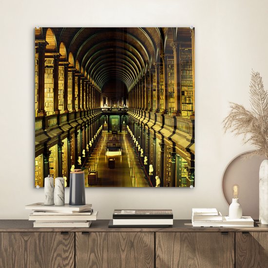 Peinture sur Verre - Bibliothèque du Trinity College en Irlande - 50x50 cm - Peintures sur Verre Peintures - Photo sur Glas