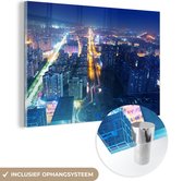 MuchoWow® Glasschilderij 60x40 cm - Schilderij acrylglas - Stadshorizon van het Aziatische Nanchang in China - Foto op glas - Schilderijen
