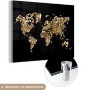 MuchoWow® Glasschilderij 160x120 cm - Schilderij acrylglas - Wereldkaart - Slang - Design - Foto op glas - Schilderijen