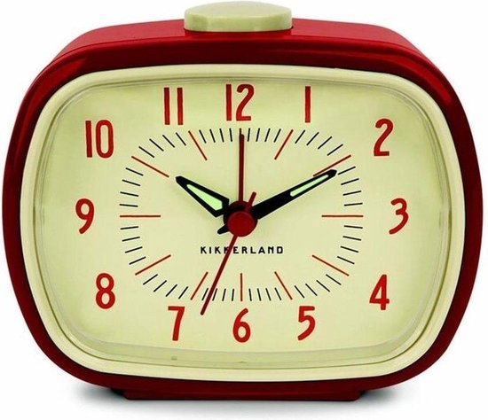 Kikkerland Retro Wekker - Classic Alarm Clock - Vintage - Slaapkamer accessoire - Rood