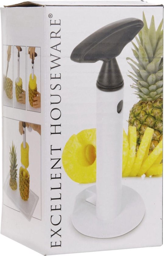 Excellent Houseware ananassnijder/ananaspeller - Wit - RVS - 19 cm