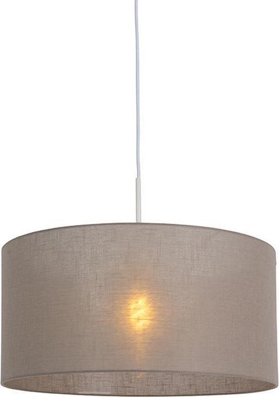 QAZQA combi - Lampe à suspension avec abat-jour - 1 lumière - Ø 500 mm - Taupe