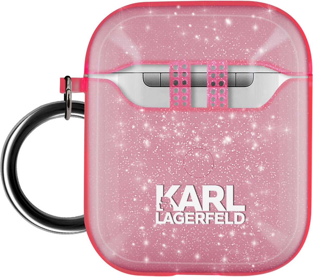 Airpods Silicone gel glitter Choupette Ikonik Karl Lagerfeld hoesje Roze