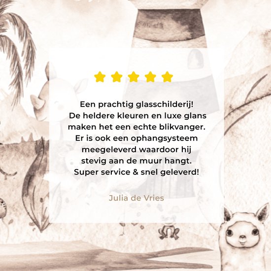 MuchoWow® Peinture sur verre 40x20 cm - Peinture sur verre acrylique - Plage - Enfants - Phare - Alpaga - Mer - Animaux - Photo sur verre - Peintures