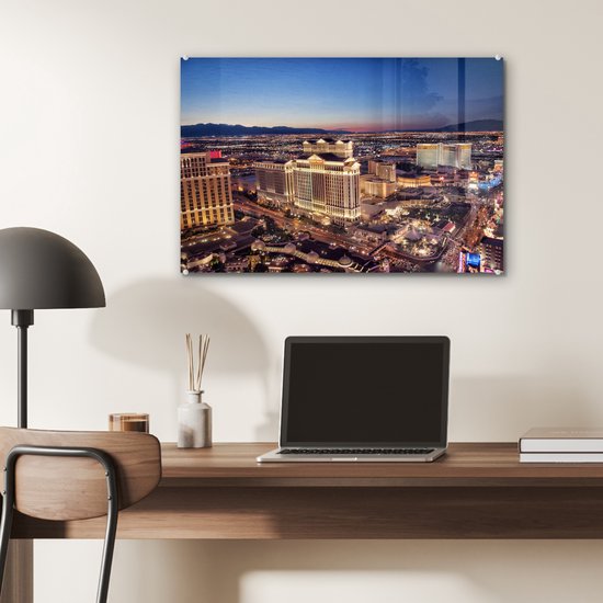 Night lights Las Vegas Glass 60x40 cm - Tirage photo sur verre (décoration murale en plexiglas)