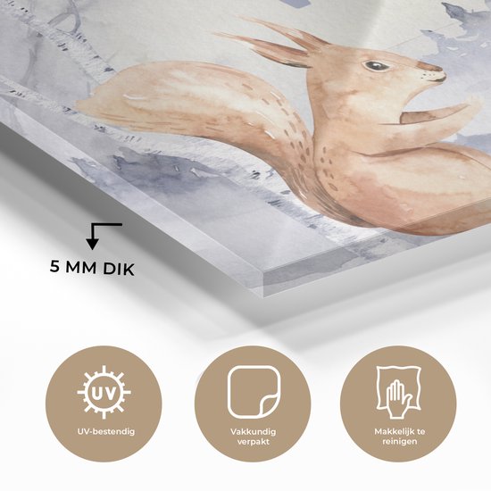 MuchoWow® Peinture sur verre 150x100 cm - Peinture sur verre acrylique - Neige - Hiver - Animaux - Photo sur verre - Peintures