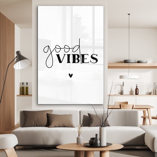 MuchoWow® Peinture sur Verre - Citations - Good Vibes - Proverbes - 100x150 cm - Peintures sur Verre Acrylique - Photo sur Glas