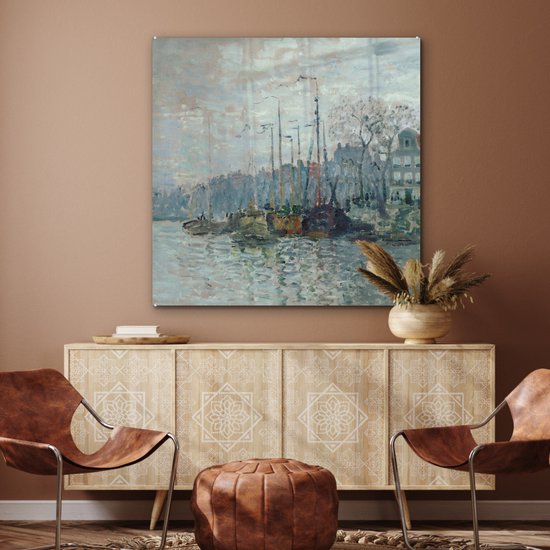 Peinture sur Verre - Zaandam de dijk - Claude Monet - 90x90 cm - Peintures sur Verre Acrylique - Photo sur Glas