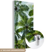 MuchoWow® Glasschilderij 80x160 cm - Schilderij acrylglas - Bomen en bladeren in jungle - Foto op glas - Schilderijen