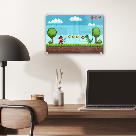 MuchoWow® Peinture sur verre 30x20 cm - Peinture sur verre acrylique - Gaming - Arcade - Rétro - Photo sur verre - Peintures