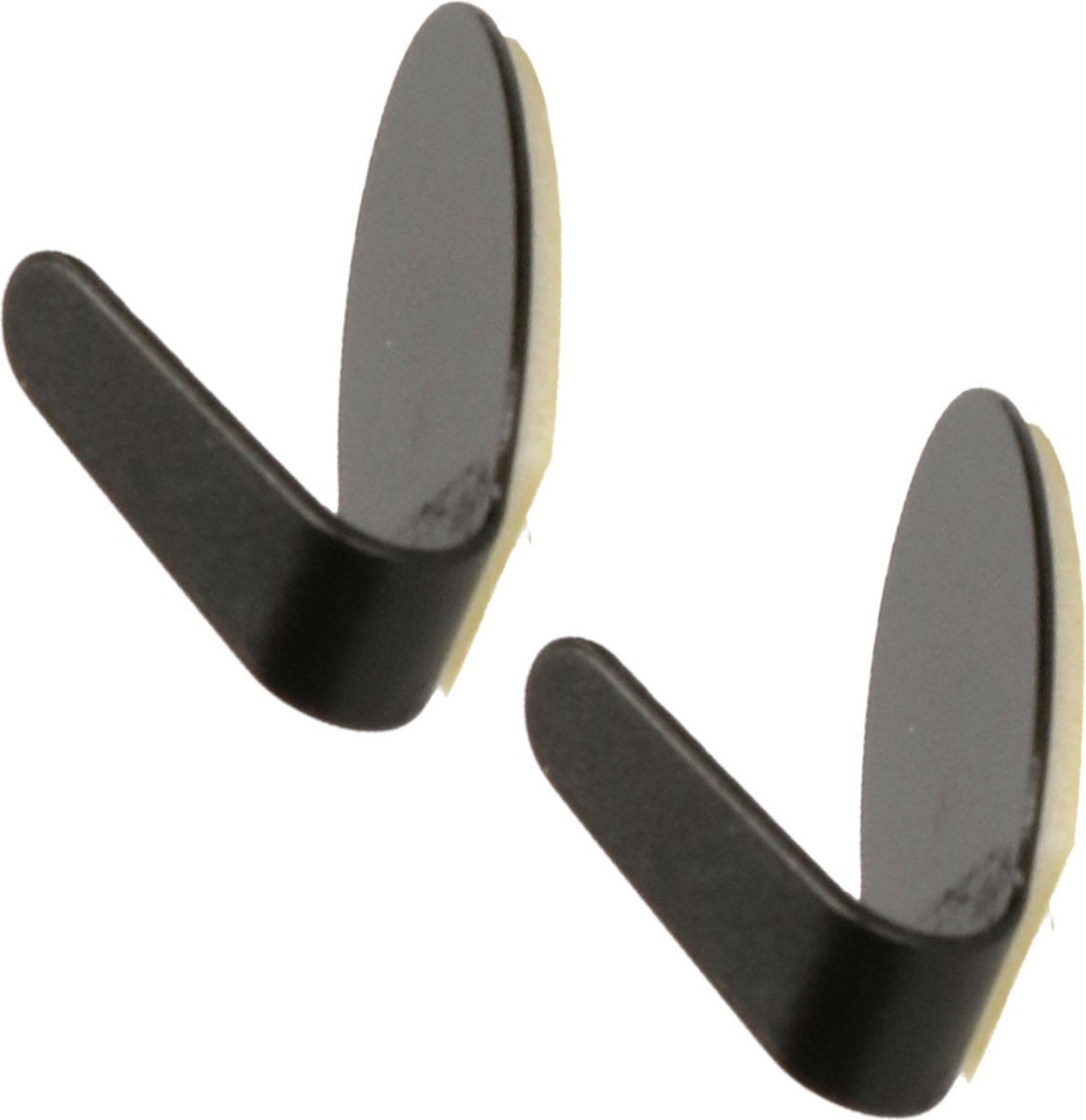 Excellent houseware - Zelfklevende rvs haakjes - zwart - set 12x