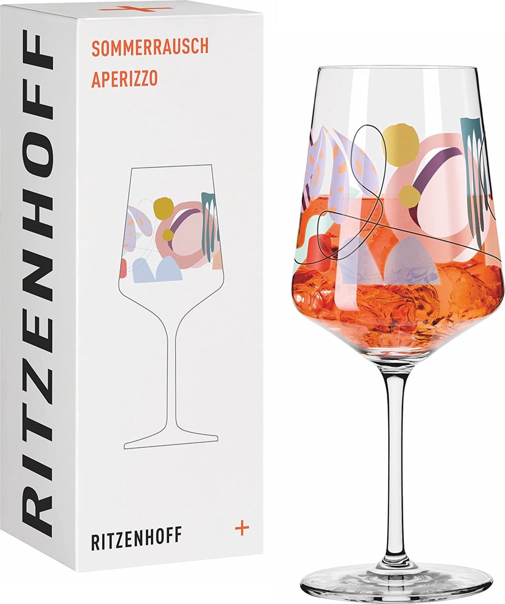 aperitiefglas 500 ml – Serie Sommerrausch nr. 7 met kleurrijke vormen – Made in Germany