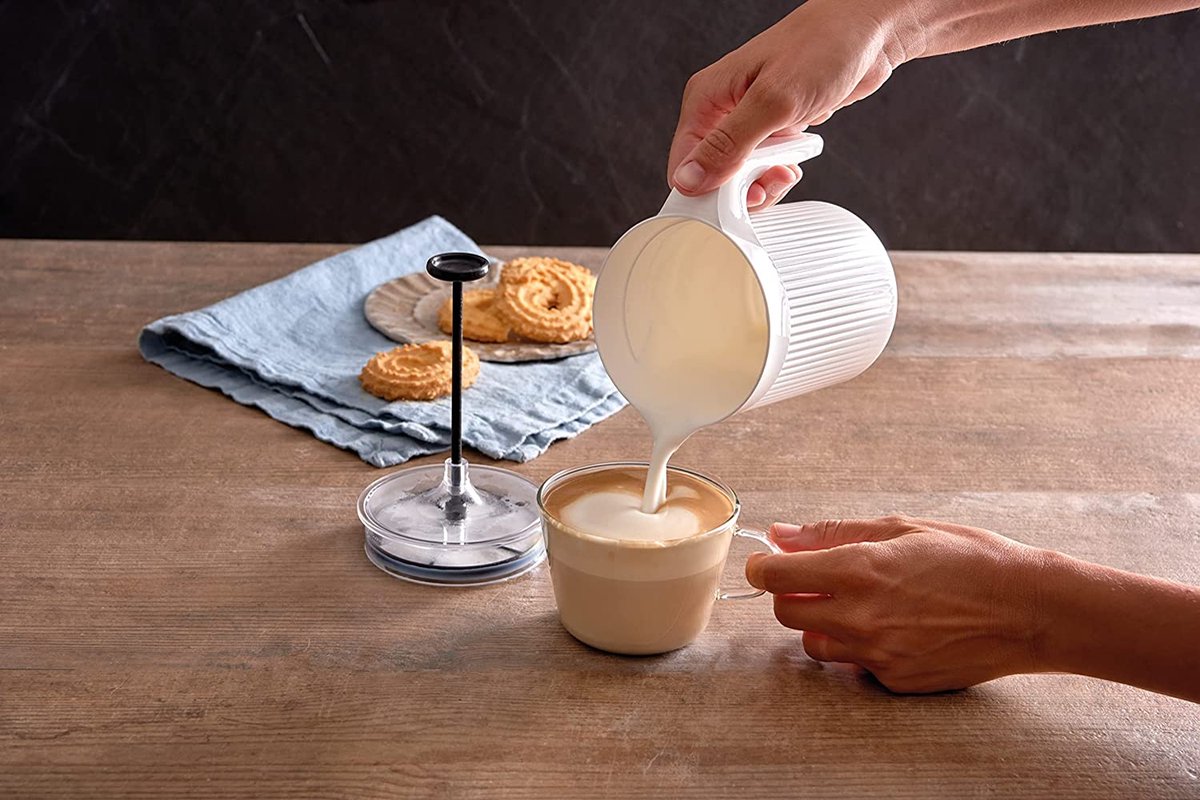 Kinghoff® - Mousseur à lait manuel - Acier inoxydable - 800 ml - Passe  au