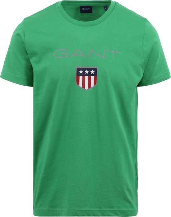 Gant - T-shirt Shield Logo Groen - Heren - Maat L - Regular-fit