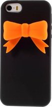 GadgetBay Zwart 3D oranje strikje iPhone 5 5s SE hoesje case cover