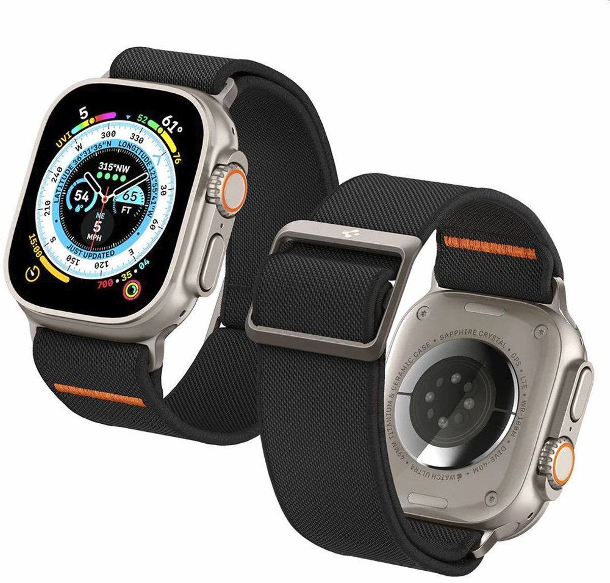 Spigen Fit Lite Ultra Watchband - Geschikt voor Apple Watch 4/5/6/7/8/SE/Ultra (42/44/45/49mm) - Zwart