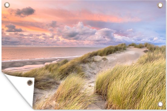 Décoration de jardin Plage - Mer - Dune - Coucher de soleil - 60x40 cm - Poster de jardin - Toile de jardin - Poster extérieur